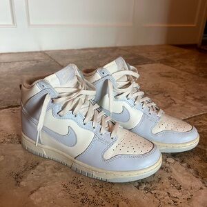 Nike Dunk High White Light Blue Leather High Top Sneakers